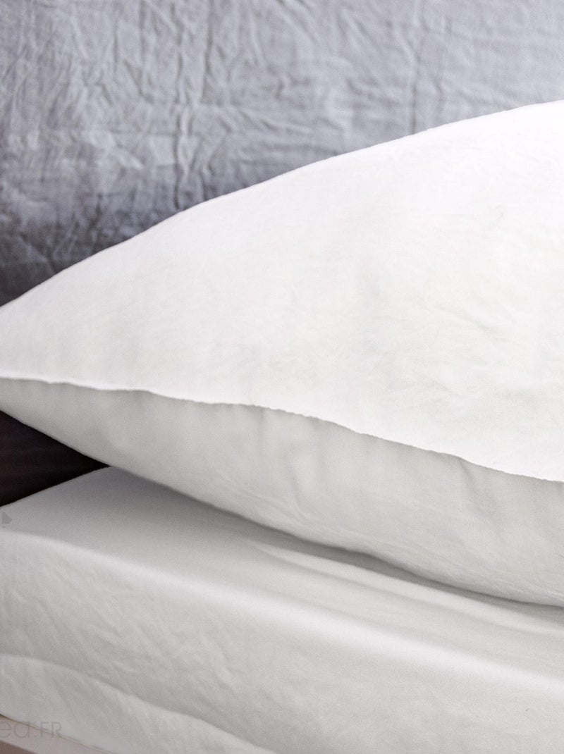 Drap housse MILA micro lavée polyester Blanc - Kiabi