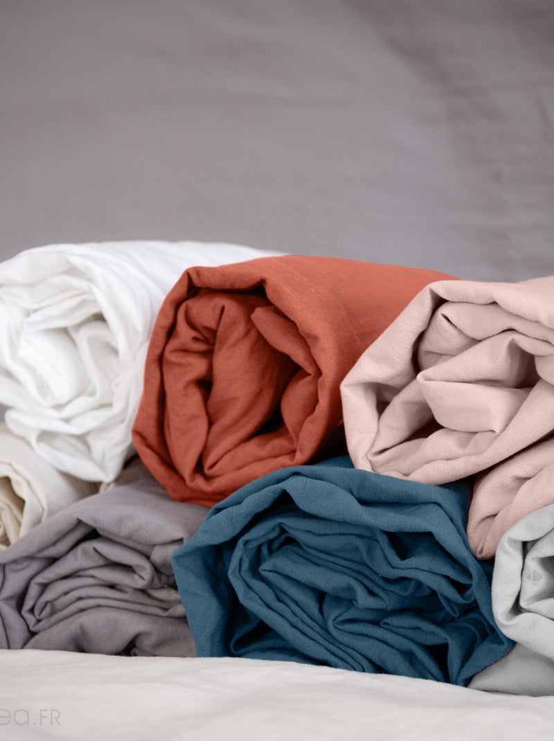 Drap housse MILA micro lavée polyester Bleu nuit - Kiabi