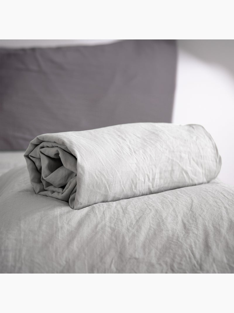 Drap housse MILA micro lavée polyester Gris perle - Kiabi
