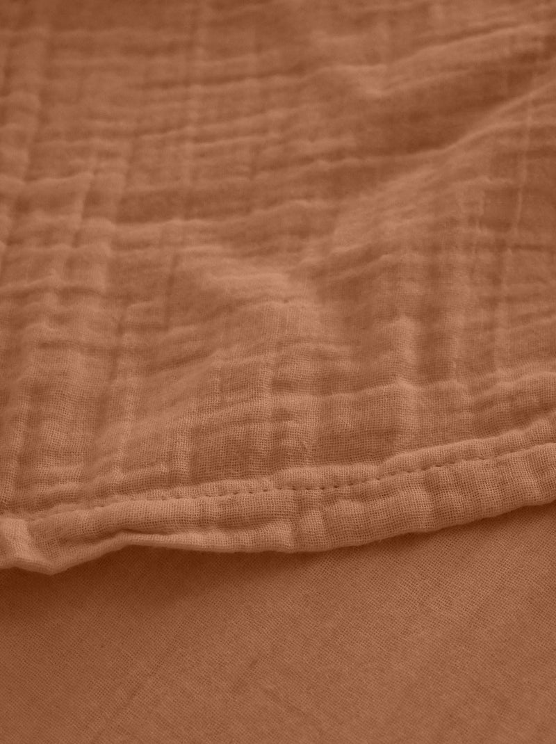 Drap housse mousseline de coton MILOS Cognac - Kiabi