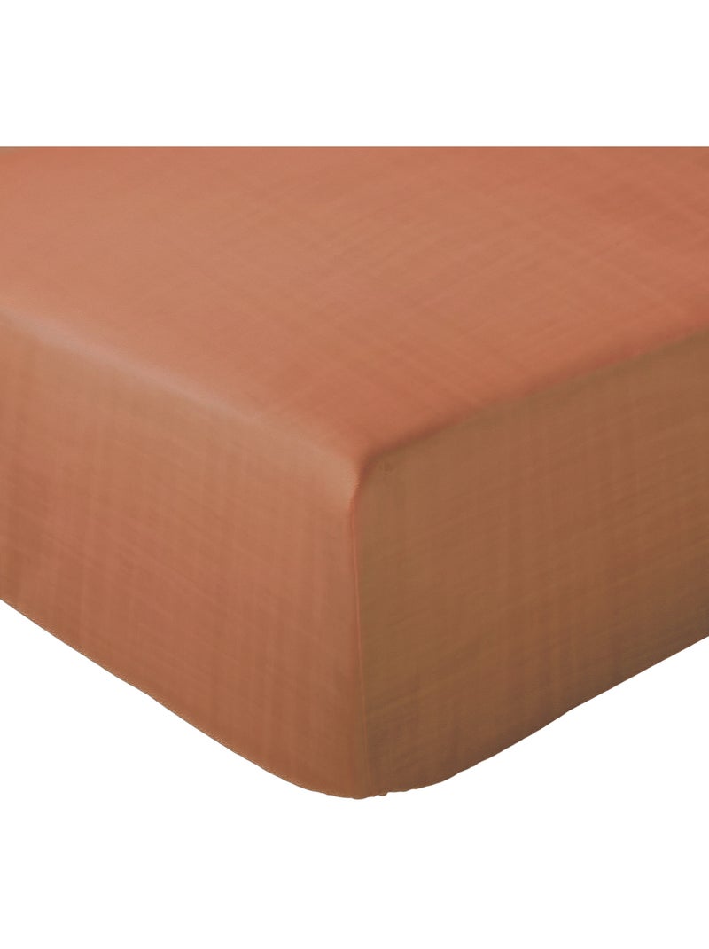 Drap housse mousseline de coton MILOS Rouge foncé - Kiabi