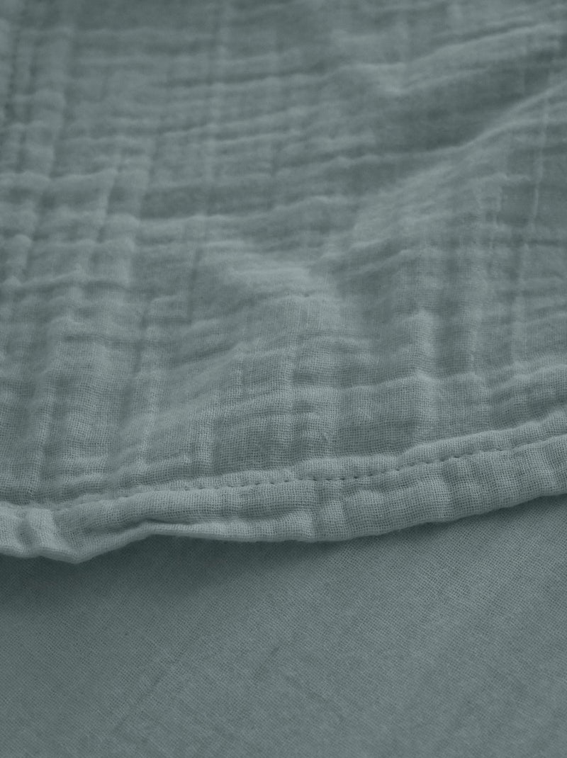 Drap housse mousseline de coton MILOS Vert anis - Kiabi