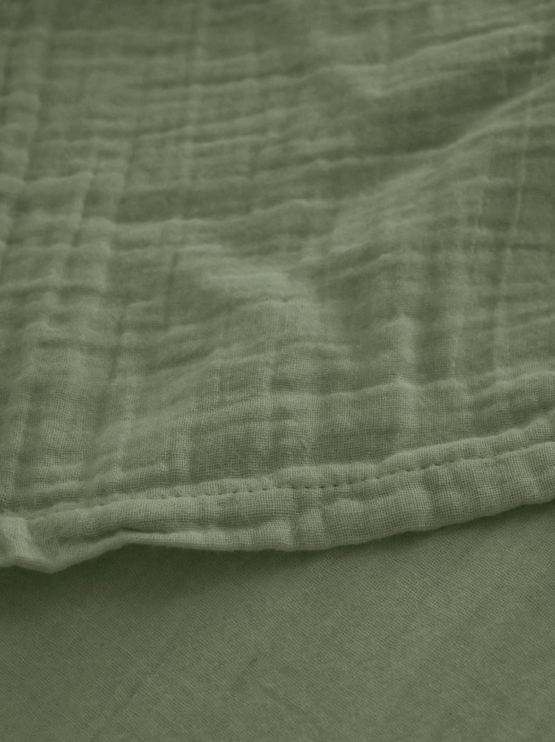 Drap housse mousseline de coton MILOS Vert bouteille - Kiabi