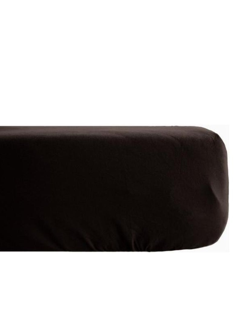 Drap housse Palace pur coton teint lavé 63 fils/cm² Vent du sud - Palace Café - 90 x 190 cm bonnet d Noir - Kiabi