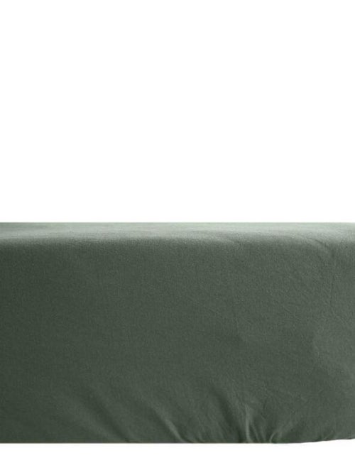 Drap housse Palace pur coton teint lavé 63 fils/cm² Vent du sud - Palace Cèdre - 90 x 190 cm bonnet - Kiabi