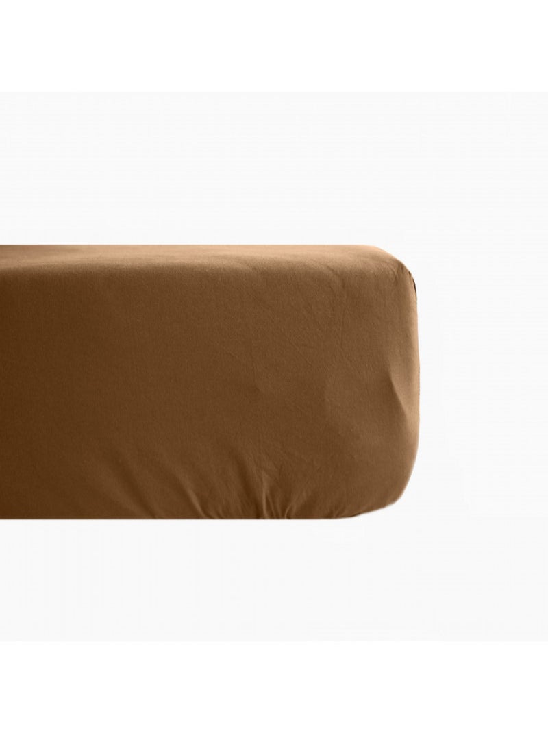 Drap housse Palace pur coton teint lavé 63 fils/cm² Vent du sud - Palace Cognac - 140 x 190 cm bonne Gris taupe - Kiabi