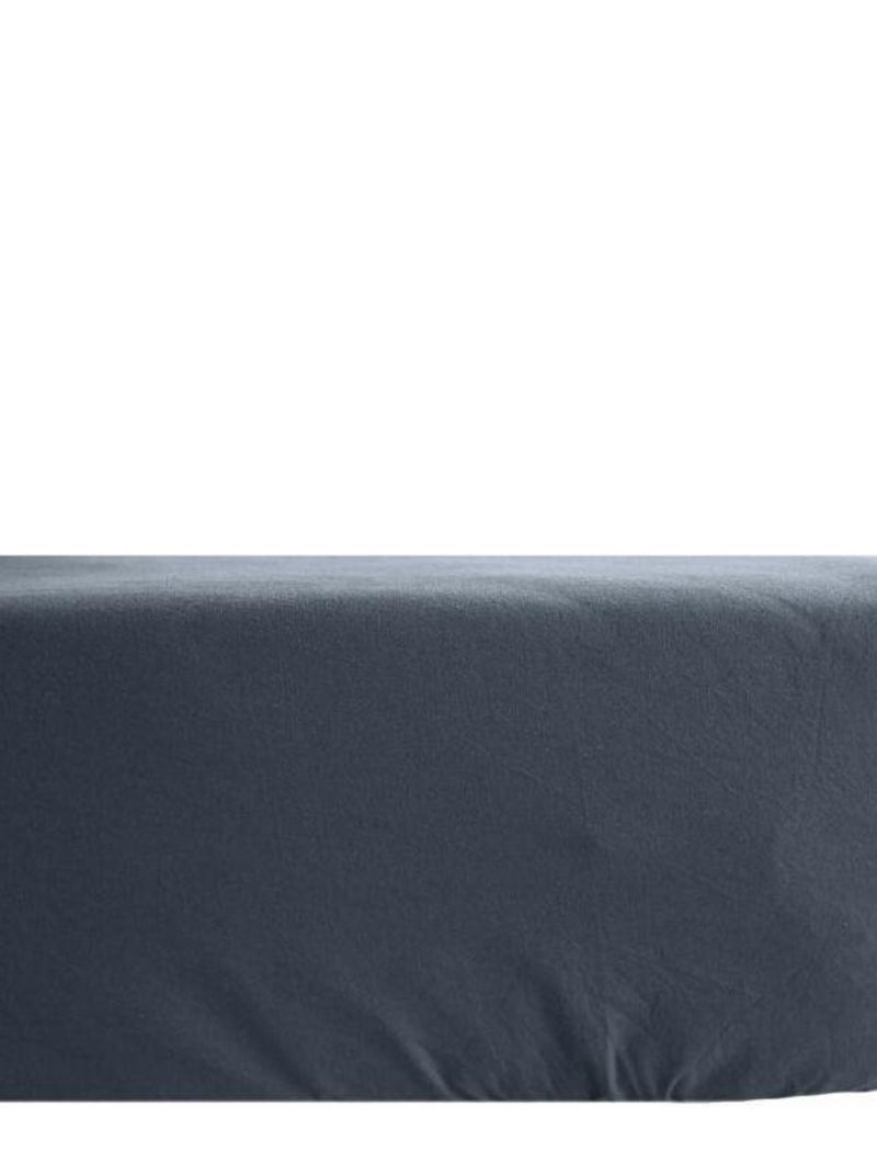 Drap housse Palace pur coton teint lavé 63 fils/cm² Vent du sud - Palace Granit - 140 x 190 cm bonne Gris foncé - Kiabi