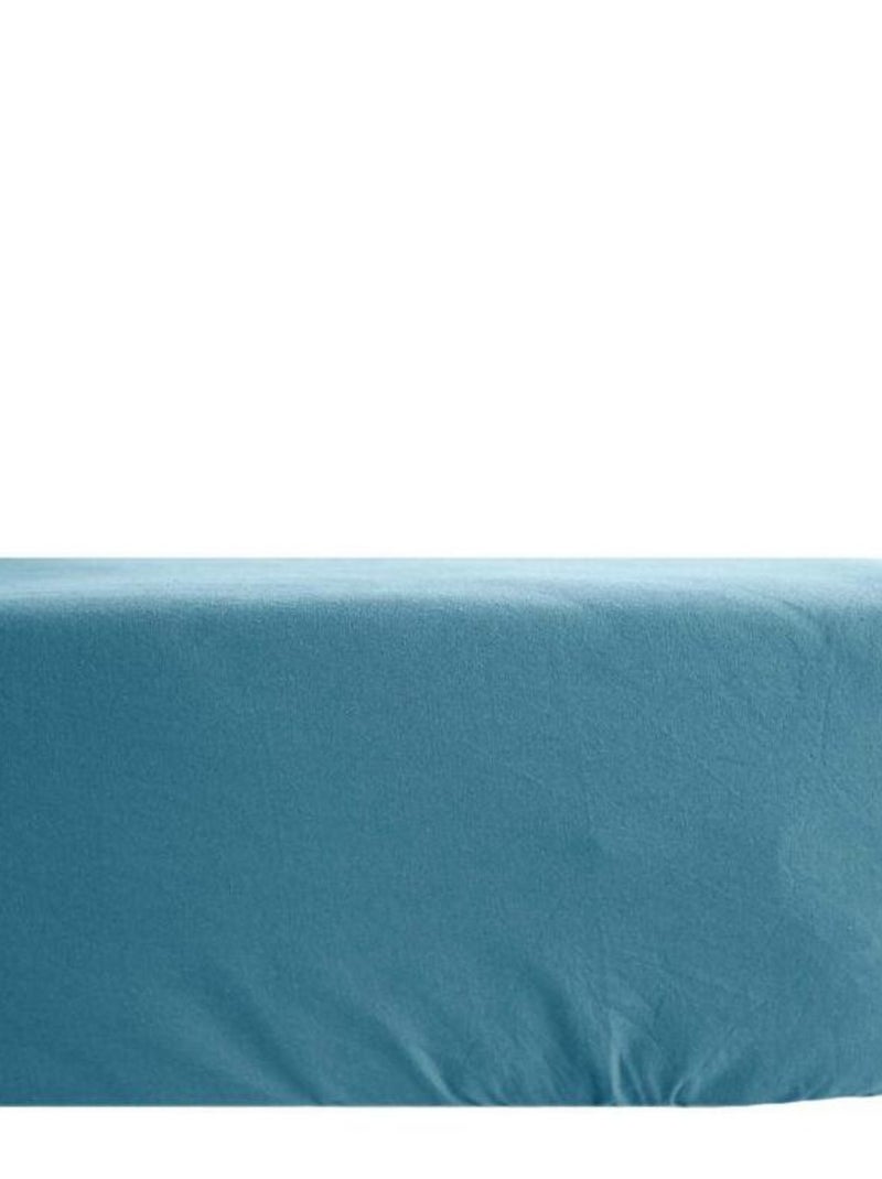 Drap housse Palace pur coton teint lavé 63 fils/cm² Vent du sud - Palace Indigo - 180 x 200 cm bonne Bleu - Kiabi