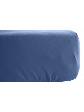Drap housse Palace pur coton teint lavé 63 fils/cm² Vent du sud - Palace Indigo - 90 x 190 cm bonnet
