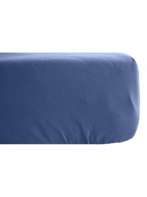 Drap housse Palace pur coton teint lavé 63 fils/cm² Vent du sud - Palace Indigo - 90 x 190 cm bonnet - Kiabi
