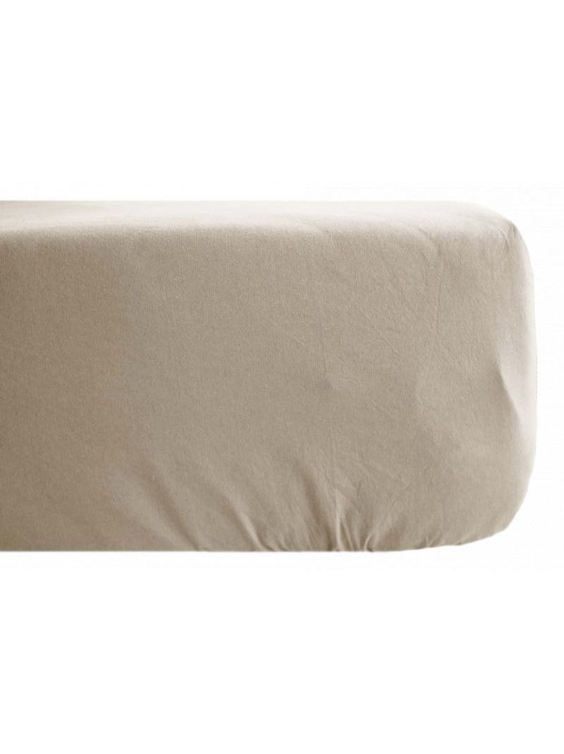 Drap housse Palace pur coton teint lavé 63 fils/cm² Vent du sud - Palace Lin - 90 x 190 cm bonnet de Gris - Kiabi