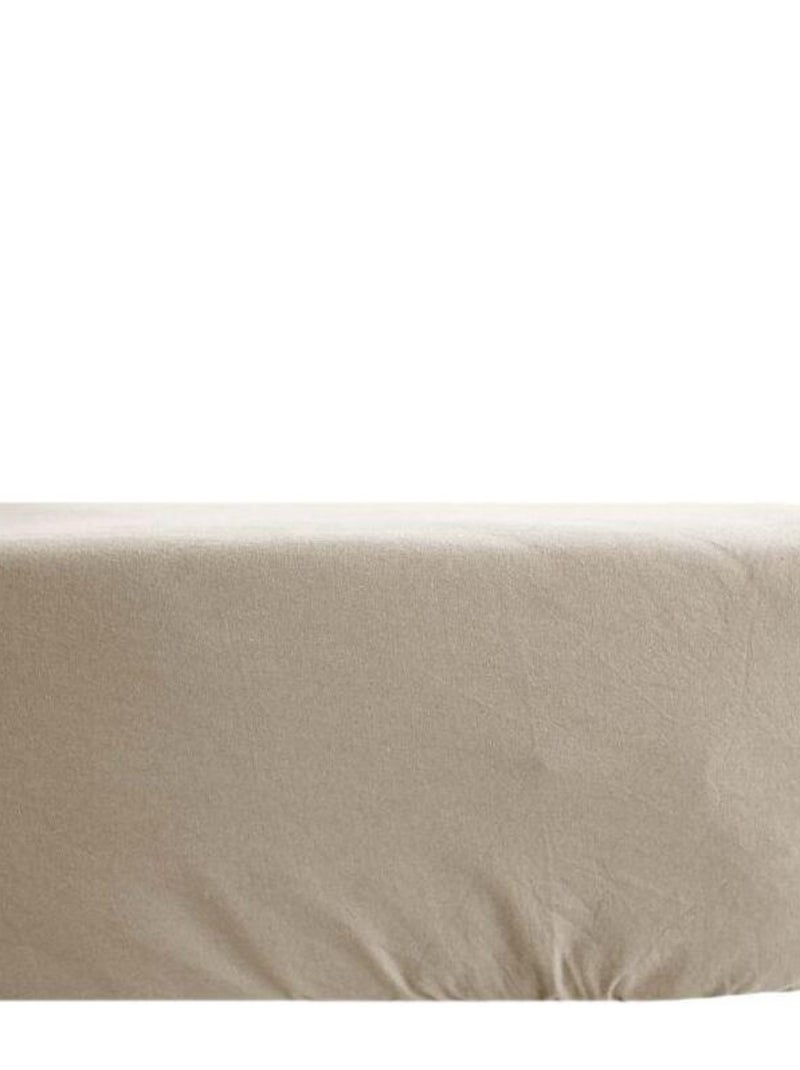 Drap housse Palace pur coton teint lavé 63 fils/cm² Vent du sud - Palace Nacre - 90 x 190 cm bonnet Blanc - Kiabi