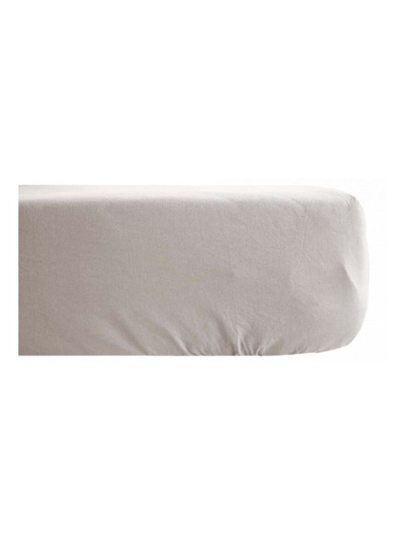 Drap housse Palace pur coton teint lavé 63 fils/cm² Vent du sud - Palace Naturel - 90 x 190 cm bonne Beige - Kiabi