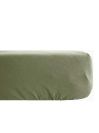 Drap housse Palace pur coton teint lavé 63 fils/cm² Vent du sud - Palace Sauge - 140 x 190 cm bonnet