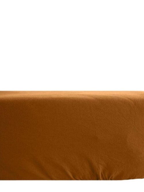 Drap housse Palace pur coton teint lavé 63 fils/cm² Vent du sud - Palace Terre Cuite - 180 x 200 cm - Kiabi