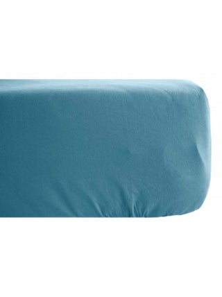 Drap housse Palace pur coton teint lavé 63 fils/cm² Vent du sud - Palace Topaze - 90 x 190 cm bonnet