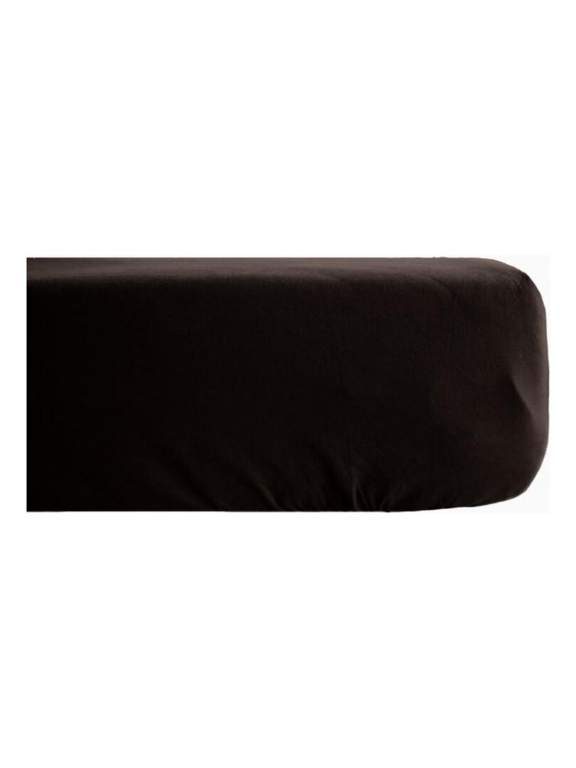 Drap housse Palace pur coton teint lavé 63 fils/cm² Vent du sud Noir - Kiabi