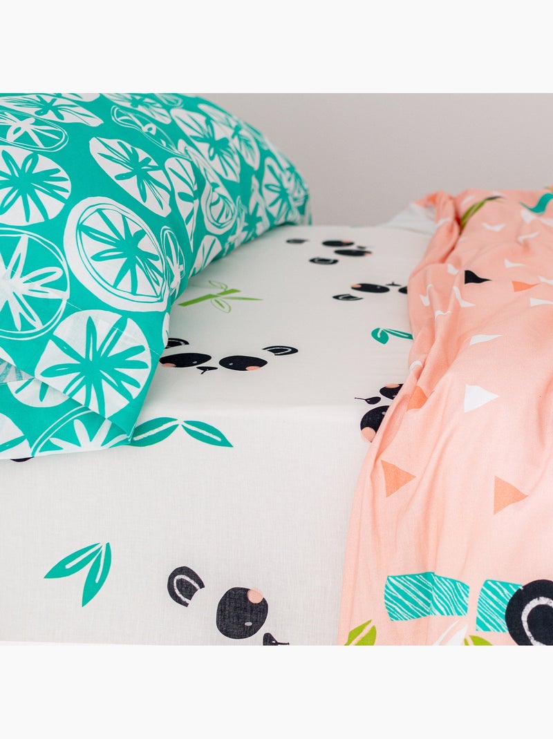 Drap-housse Panda garden "Happyfriday" Blanc - Kiabi