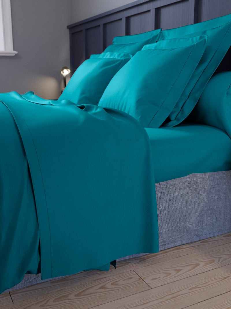 Drap housse Partition Satin de coton    - DODO Bleu canard - Kiabi