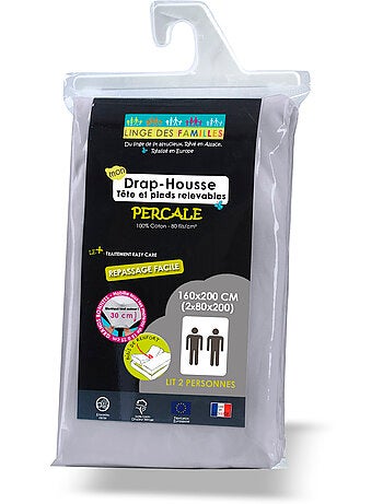 Drap-Housse Percale 100% Coton - 80 fils/cm² - Grand Bonnet - Linge des Familles