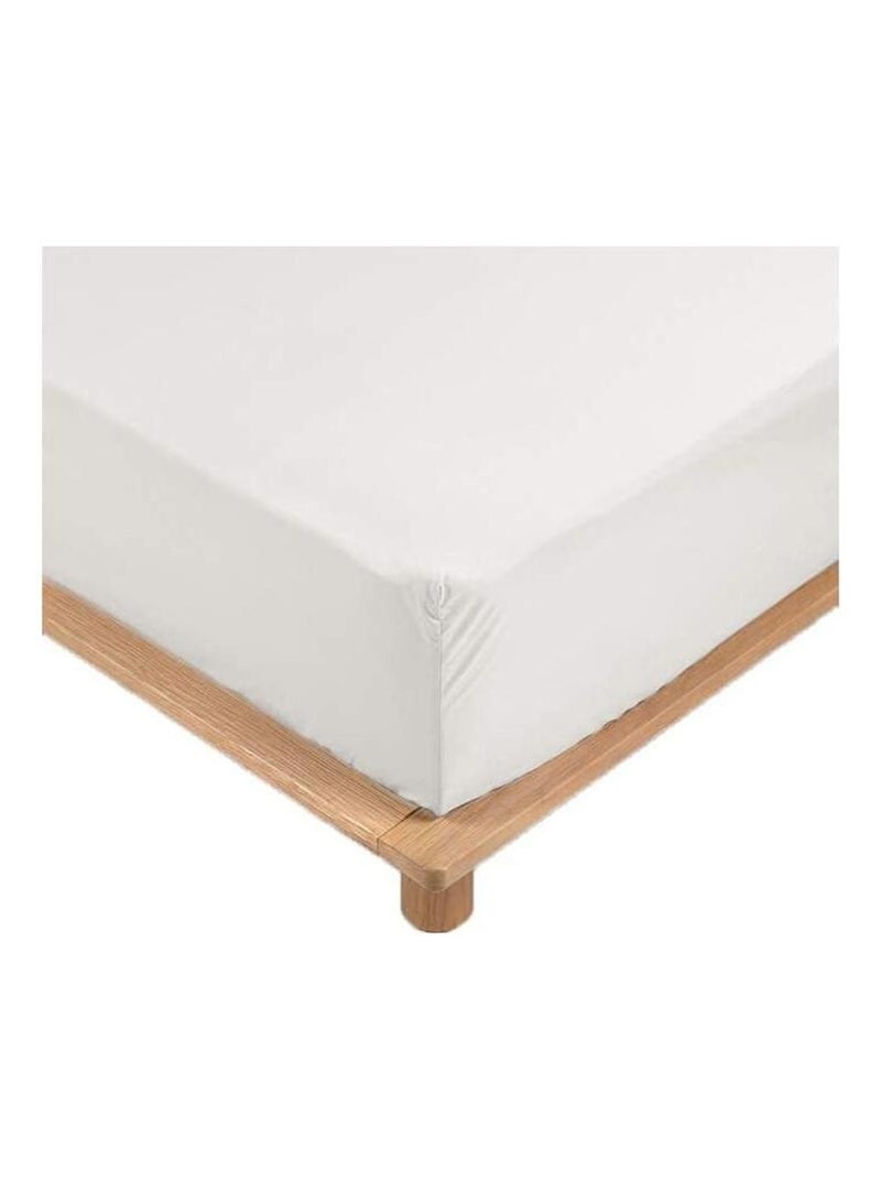 Drap-housse percale blanc 160 x 200 cm avec bonnet - Promo Linge Blanc - Kiabi