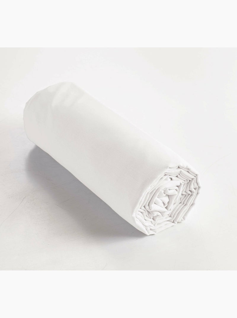 Drap-Housse Percale de Coton 120 Fils Unie PERRINE Blanc - Kiabi