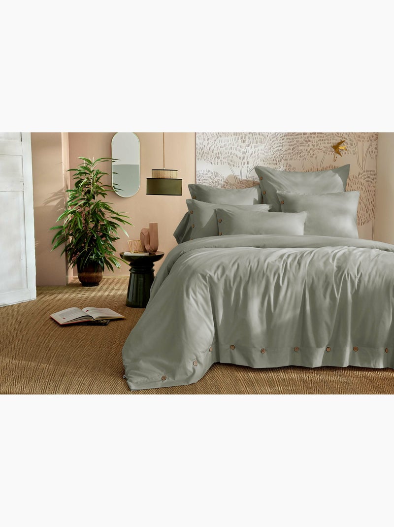 Drap-Housse Percale de Coton 120 Fils Unie PERRINE Bleu céladon - Kiabi