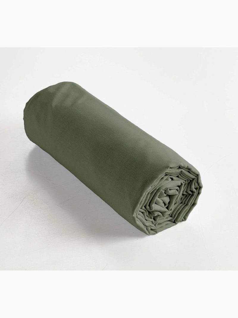 Drap-Housse Percale de Coton 120 Fils Unie PERRINE Kaki - Kiabi