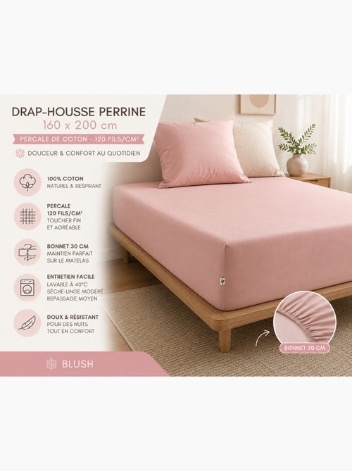 Drap-Housse Percale de Coton 120 Fils Unie PERRINE - Kiabi Drap-Housse Percale de Coton 120 Fils Unie PERRINE - Kiabi