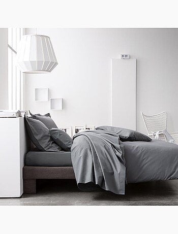 Drap housse percale de coton 2 personnes grand bonnet uni 57FILS