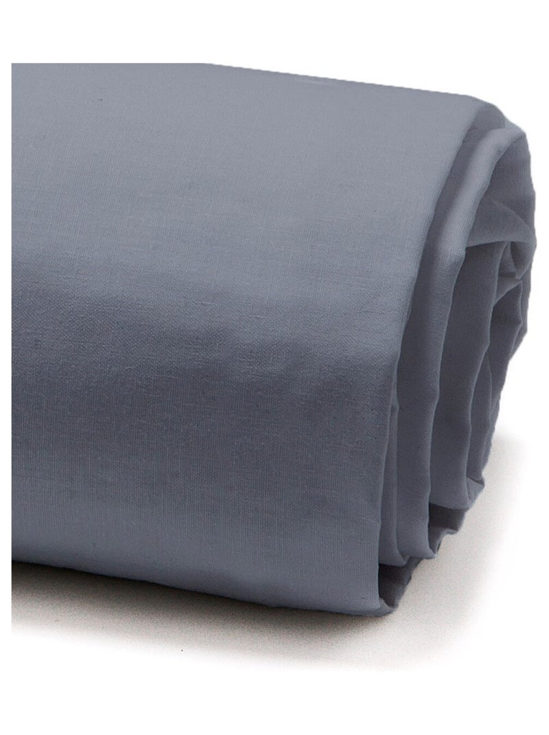 Drap housse percale de coton 2 personnes grand bonnet uni 57FILS Gris - Kiabi