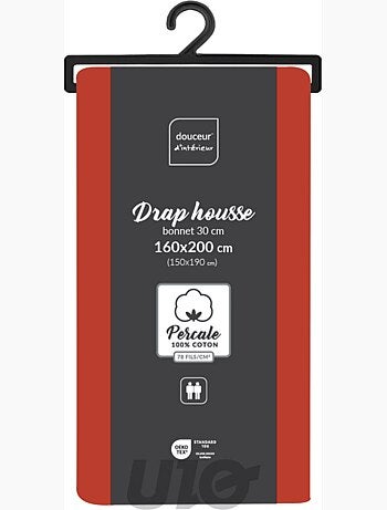 Drap Housse Uni 100% Percale de Coton ORIGINE