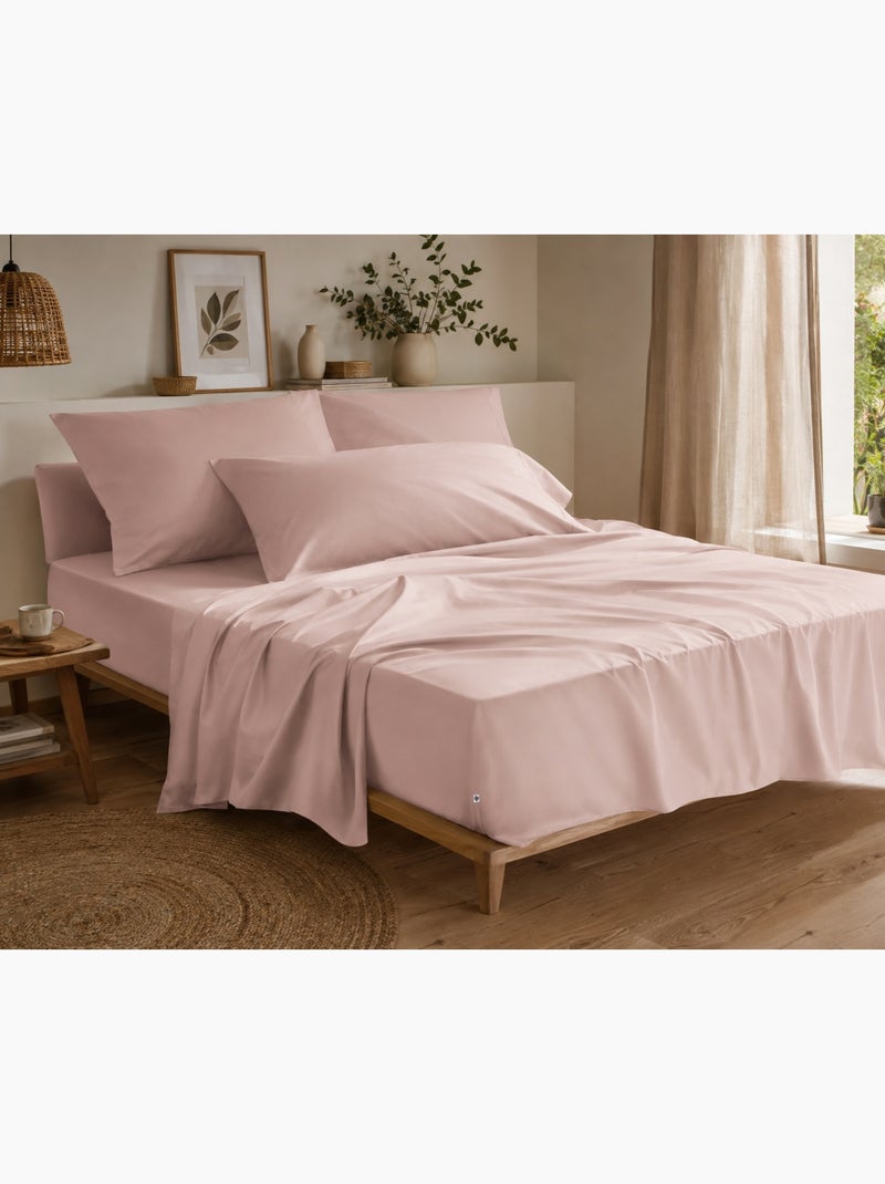 Drap housse percale de coton perrine Rose - Kiabi