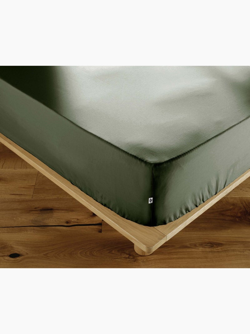 Drap housse percale de coton perrine Vert romarin - Kiabi