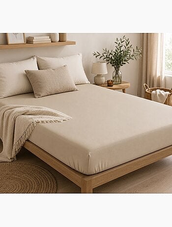 Drap housse percale de coton uni Harmonie