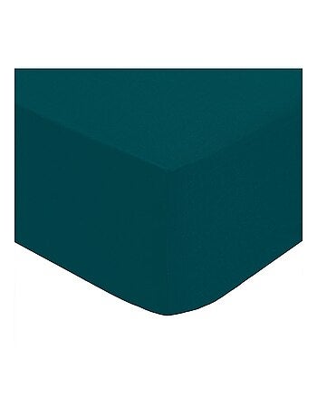 Drap housse percale de coton uni 140 x 190 cm Harmonie bleu egeen