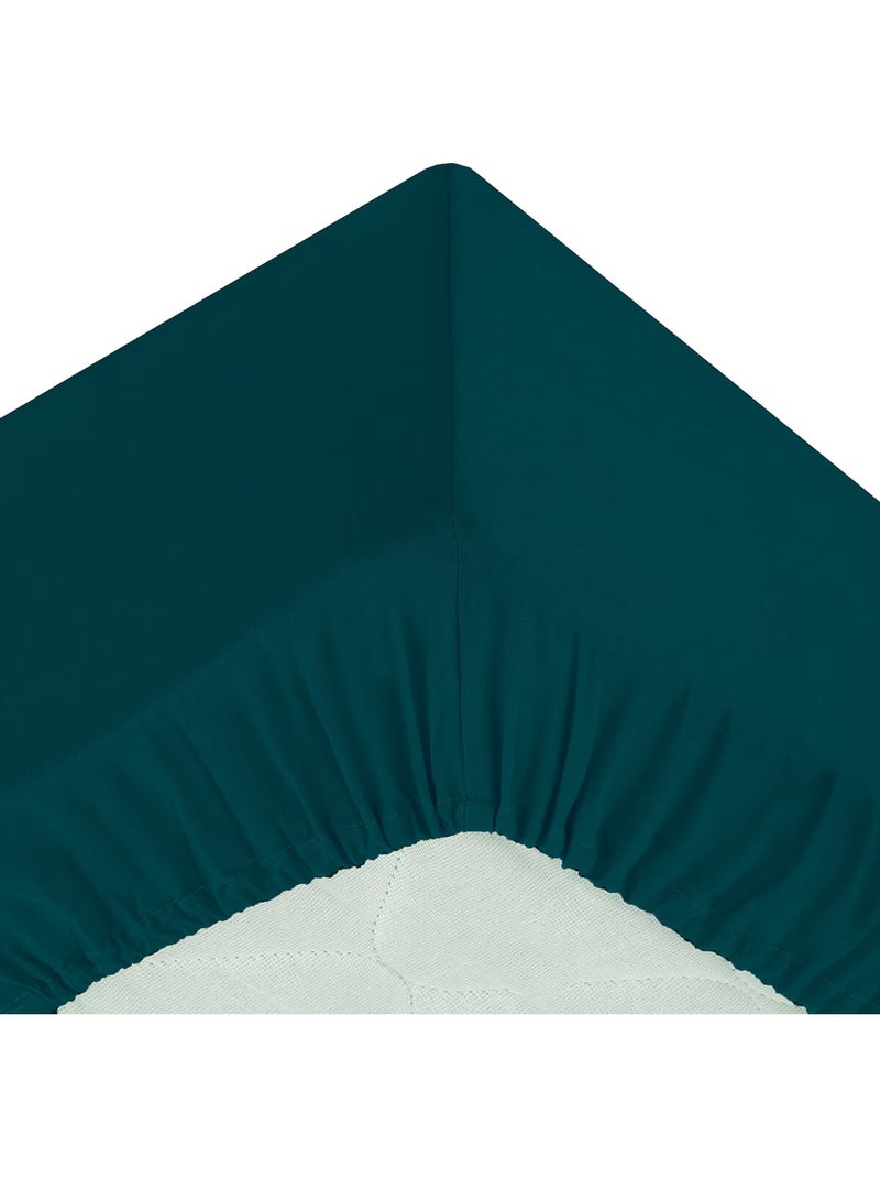 Drap housse percale de coton uni 180 x 200 cm Harmonie bleu egeen Bleu - Kiabi