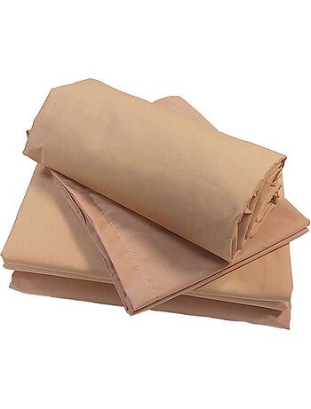Drap-housse percale de coton uni bonnet 30 cm