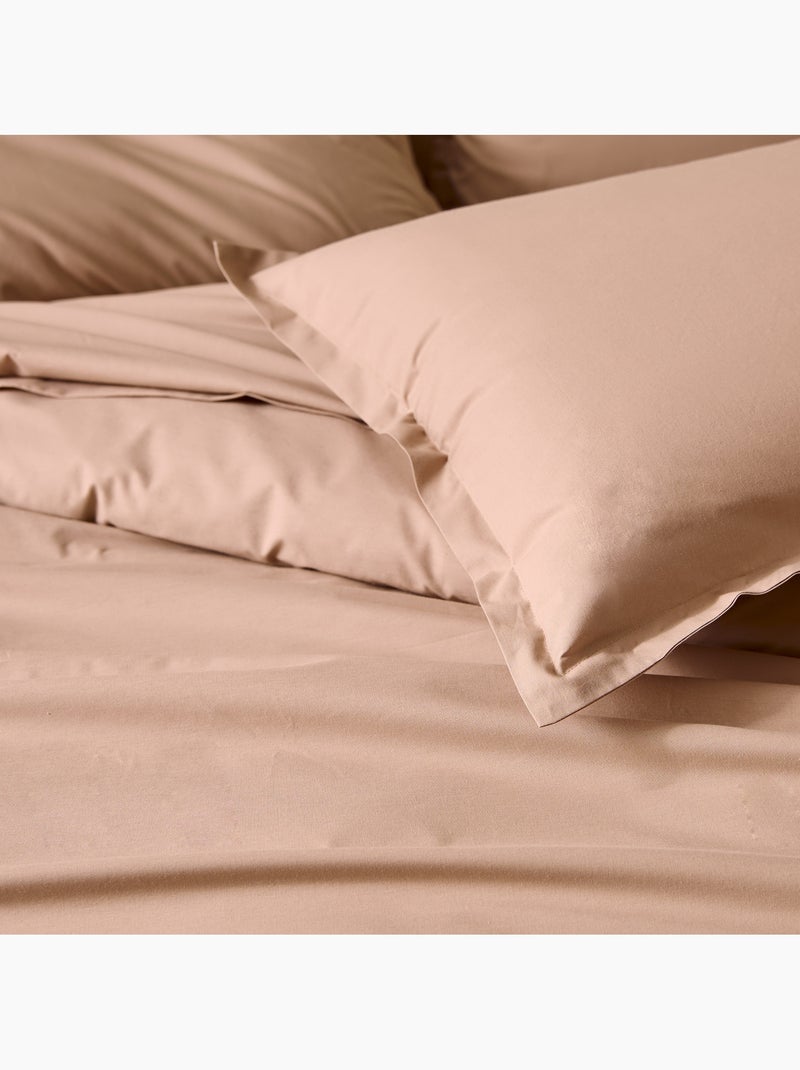 Drap-housse percale de coton uni bonnet 30 cm Orange clair - Kiabi