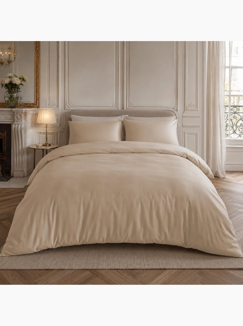 Drap housse percale de coton uni, finesse Beige - Kiabi