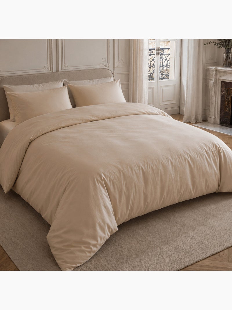 Drap housse percale de coton uni, finesse Beige - Kiabi