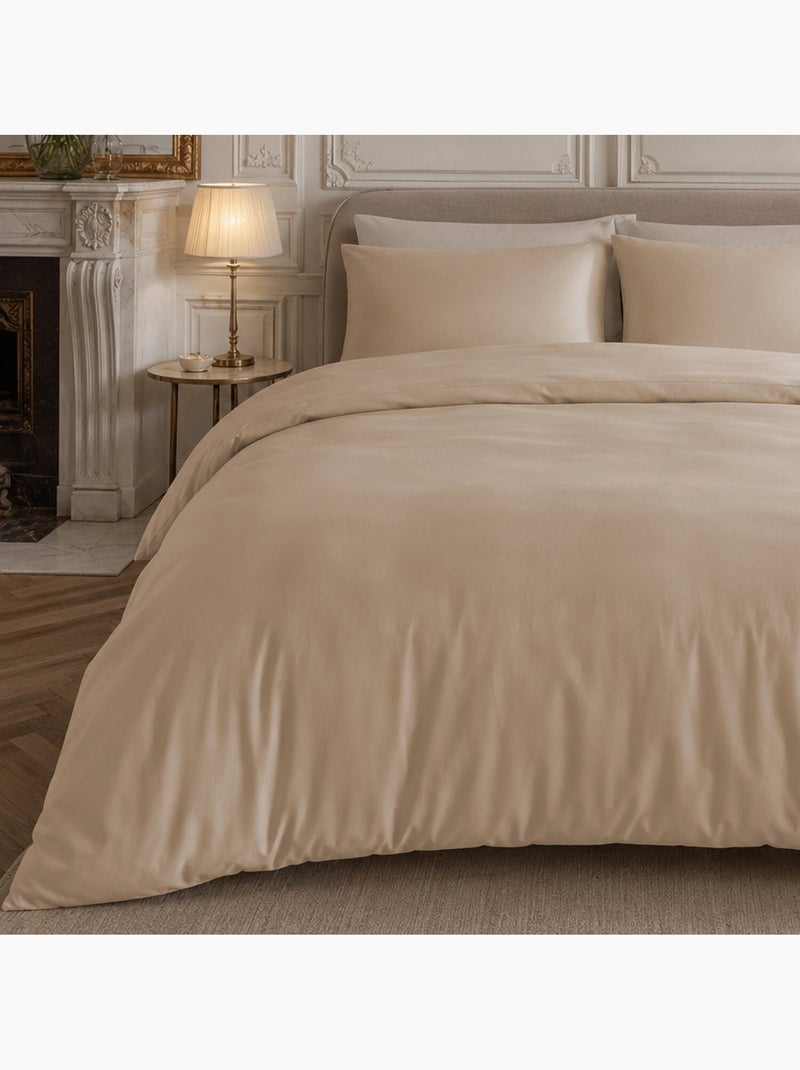 Drap housse percale de coton uni, finesse Beige - Kiabi