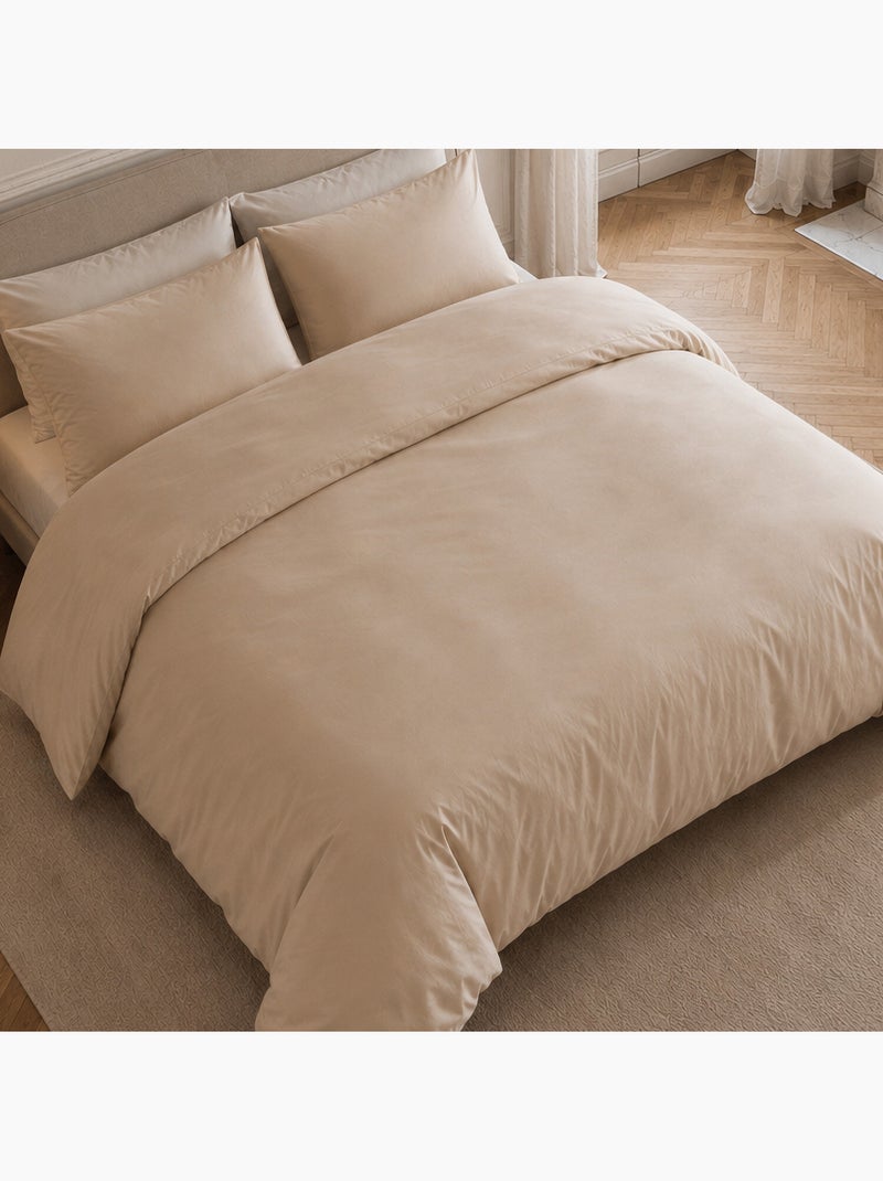 Drap housse percale de coton uni, finesse Beige - Kiabi
