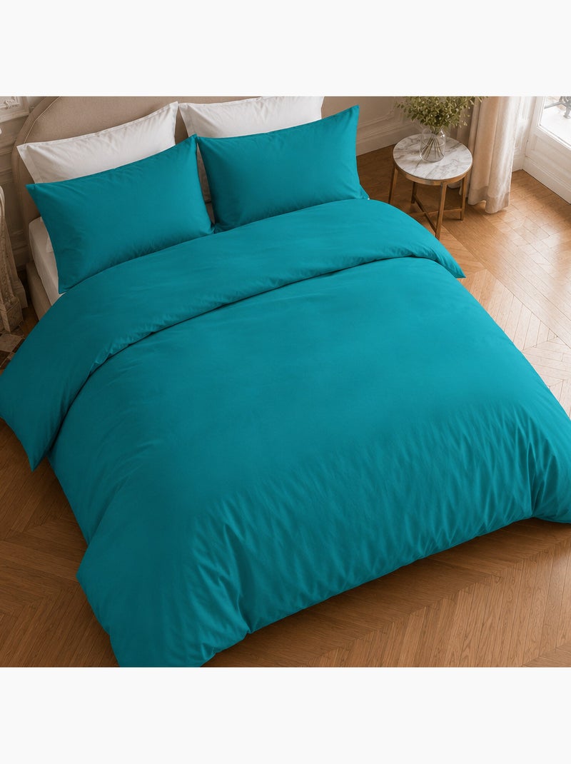 Drap housse percale de coton uni, finesse Bleu - Kiabi