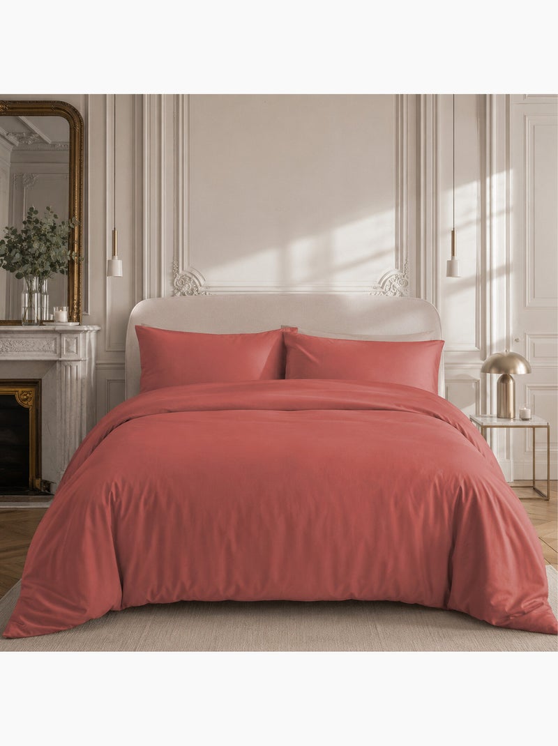 Drap housse percale de coton uni, finesse Rouge - Kiabi