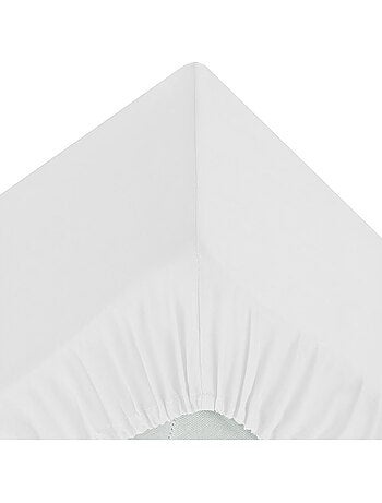 Drap housse percale de coton uni 140 x 190 cm Harmonie bleu egeen