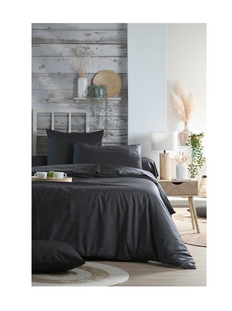 Drap housse percale en coton Nuage Gris foncé - Kiabi