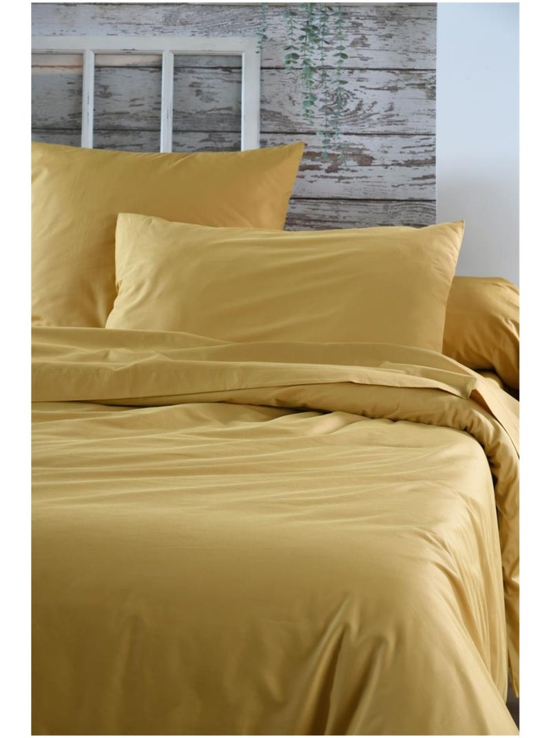 Drap housse percale en coton nuage Jaune moutarde - Kiabi