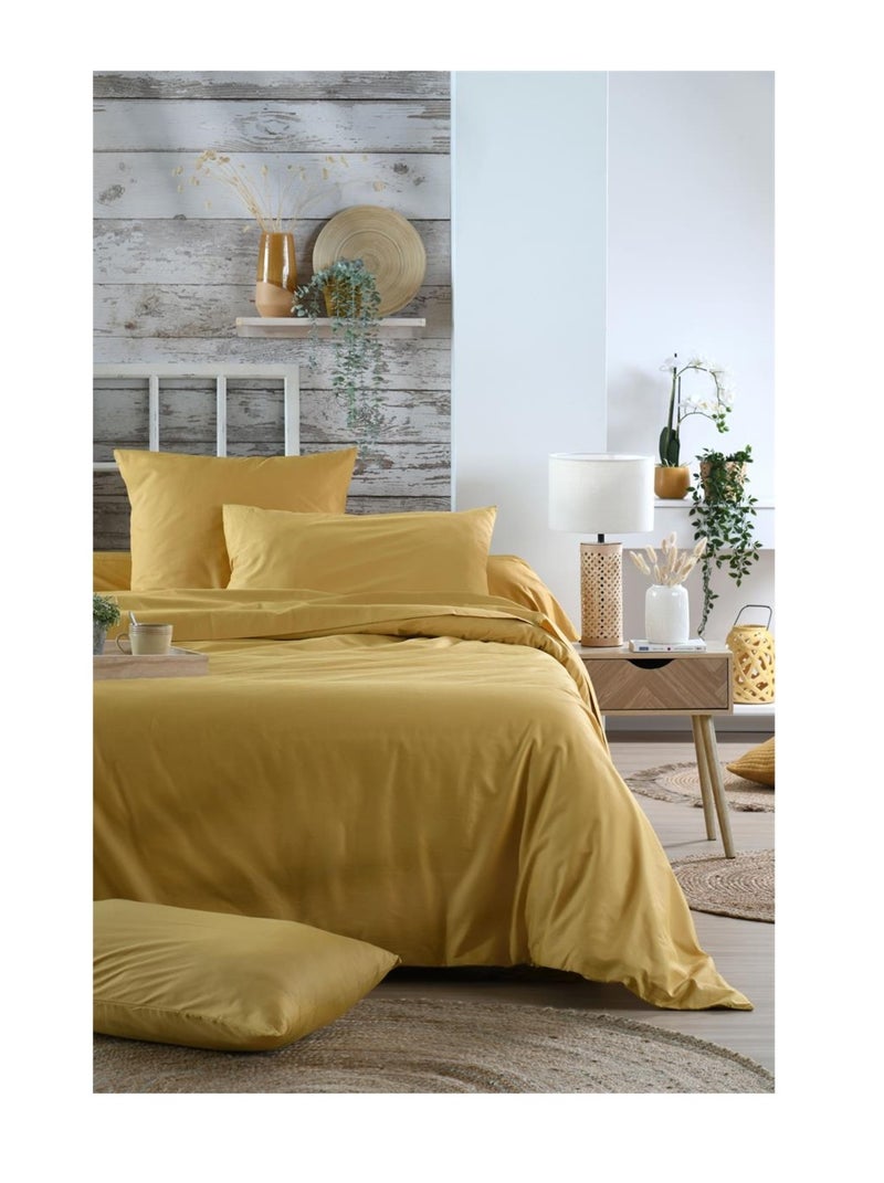 Drap housse percale en coton Nuage Jaune - Kiabi