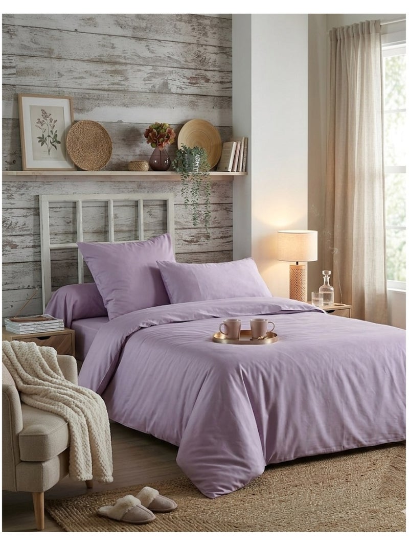 Drap housse percale en coton nuage Parme - Kiabi